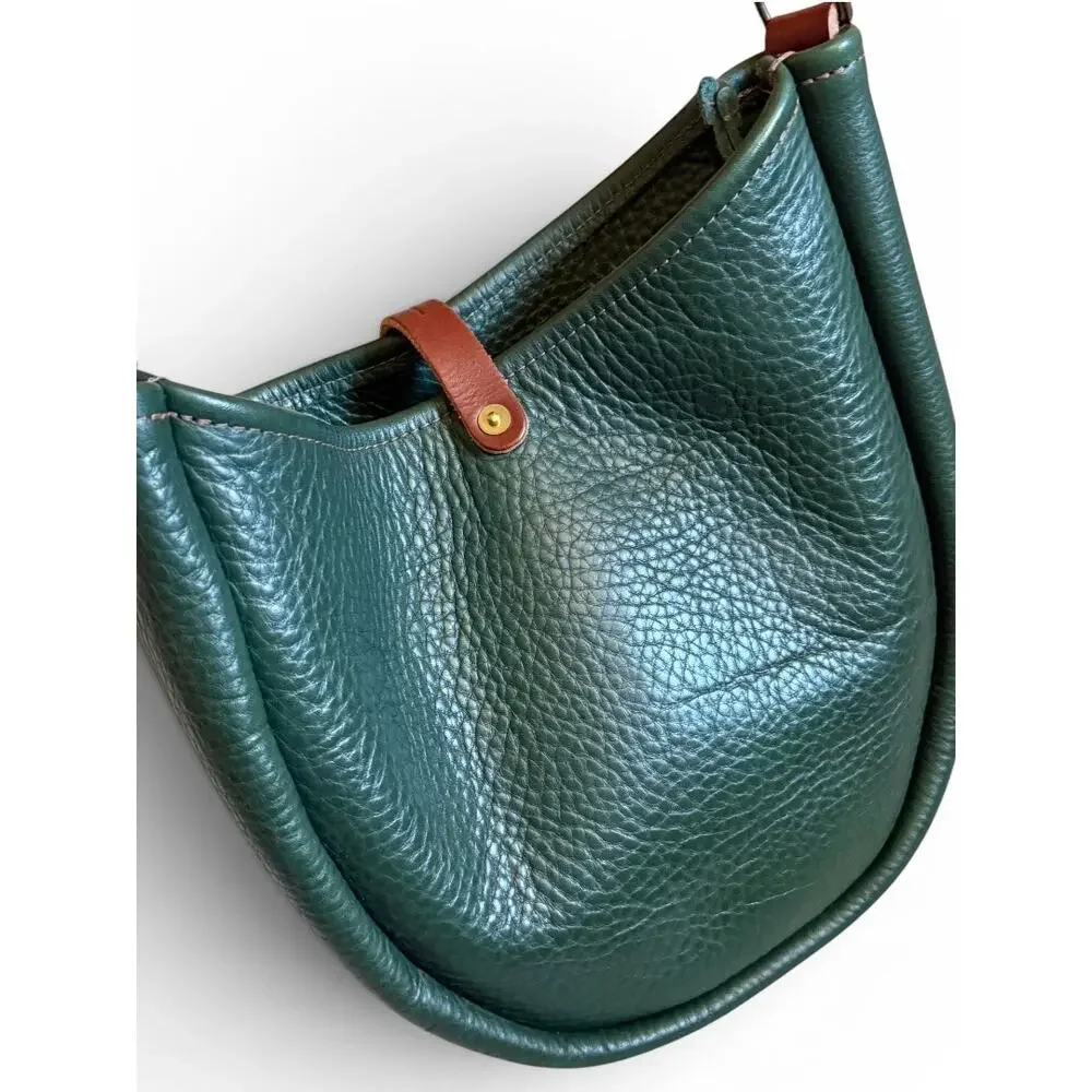 Go Forth Goods Celeste Leather Hobo Crossbody Shoulder Bag Forest Green Saddle